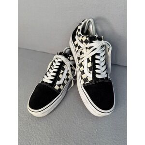 Vans Old Skool Checkerboard Black White Suede Canvas Skate Sneakers